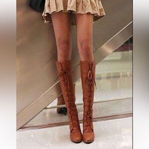 Seychelles‎ Brown Pointy Lace Up Boots. Size 7